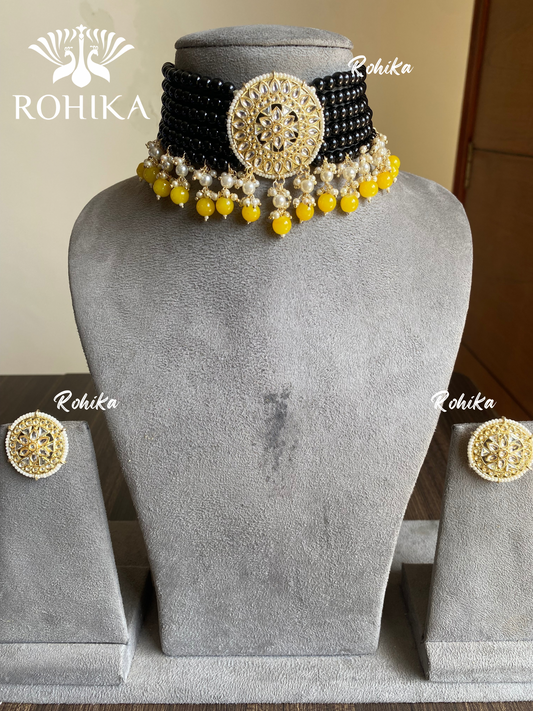 Alka choker set - Black and yellow