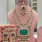 Apoorva moisanite long necklace set -Dark Green
