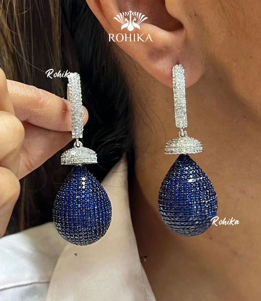 Mia american diamond earrings - Dark blue