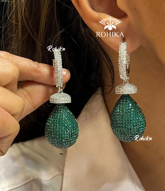 Mia american diamond earrings - Dark green