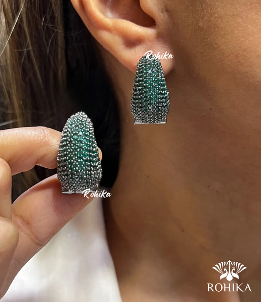 Alice american diamond earrings - Dark Green