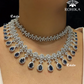 Dahlia american diamond necklace - Dark blue