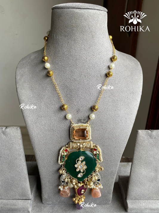 Banjara fusion necklace set (FN-012) - Dark green