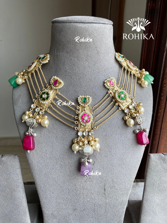 Banjara fusion necklace set (FN-011) - Multi color