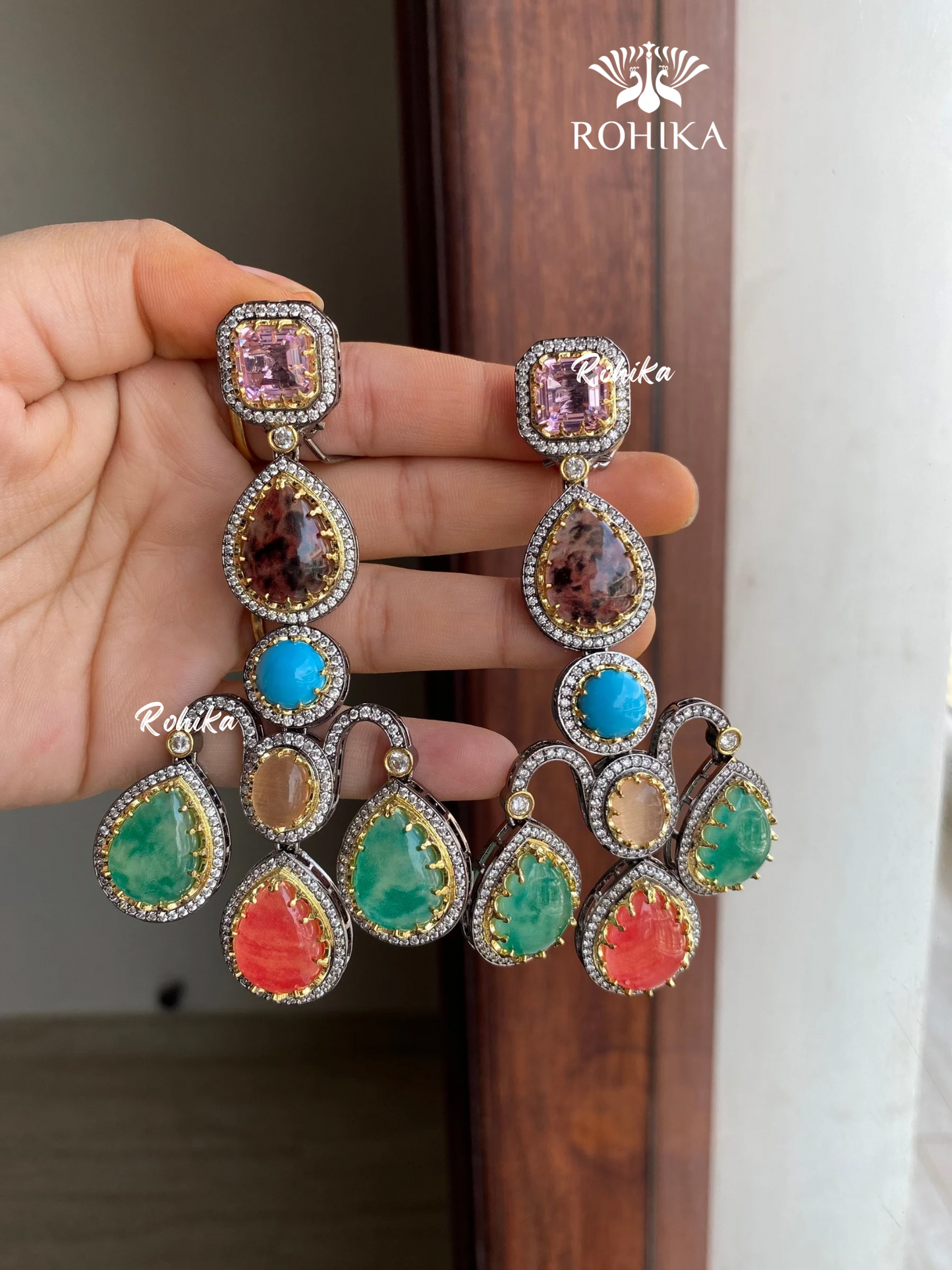 Sabya inspired designer earrings (SSE006)- Multi color