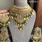 Simran peepal patti kundan necklace set - Dark green