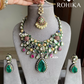 Saisha kundan necklace set - Green