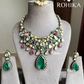 Saisha kundan necklace set - Green