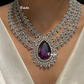 Cara american diamond necklace set - Dark purplle