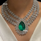 Cara american diamond necklace set - Green