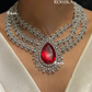 Cara american diamond necklace set - Red