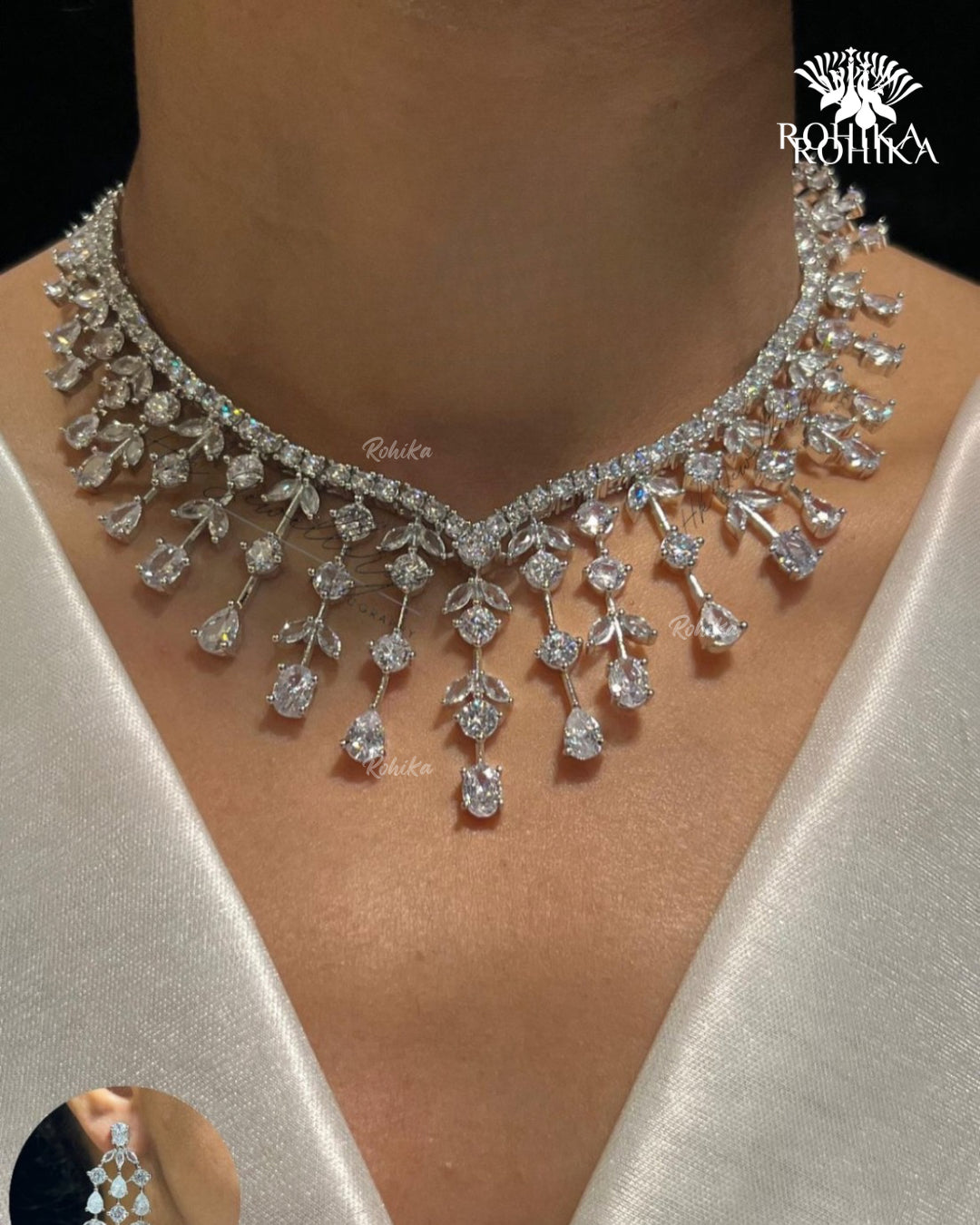 Malini American Diamond Necklace - White