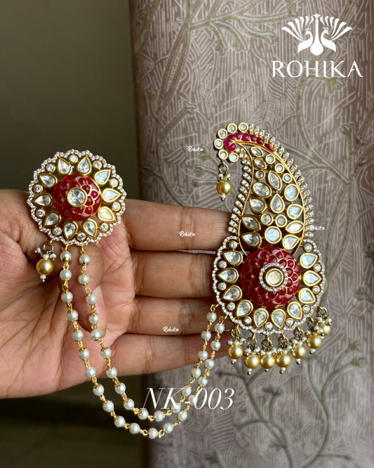 Moisanite kundan kalgi (NK-003) - Pink
