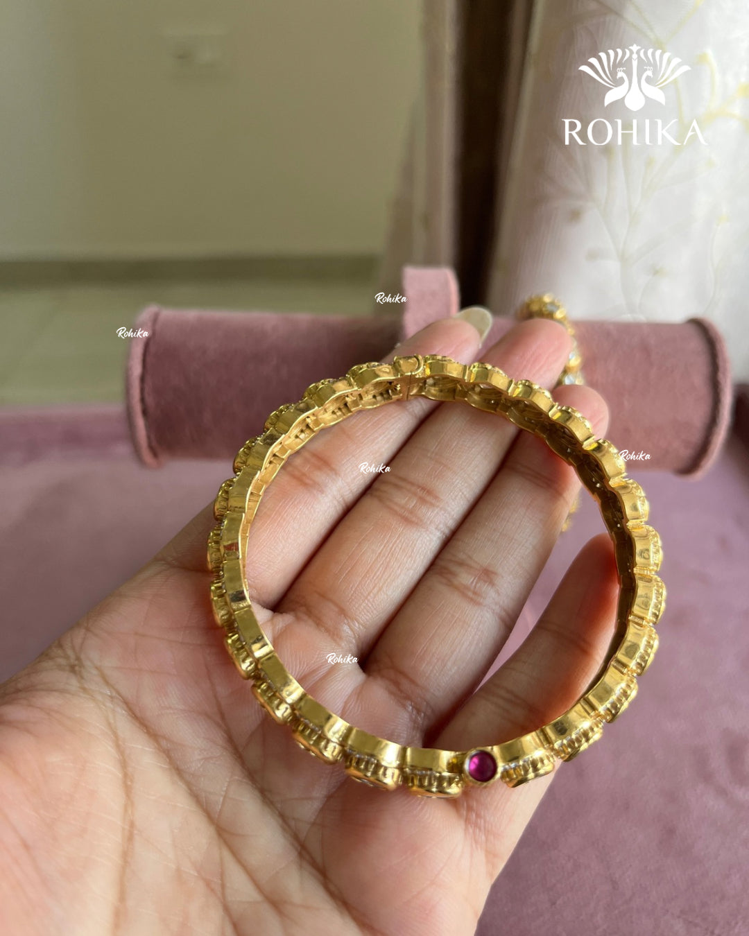 Pritha Moissanite Kada/Bangles (MB-0108)- White