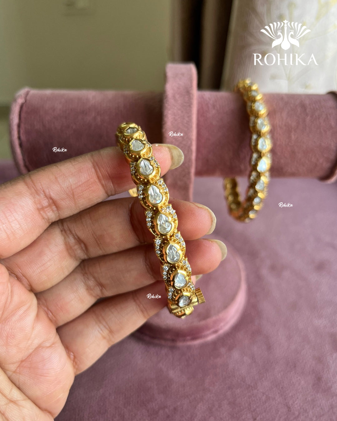 Pritha Moissanite Kada/Bangles (MB-0108)- White