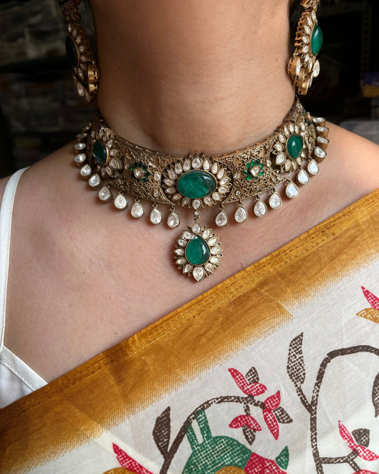Shruti moisanite choker set - Green