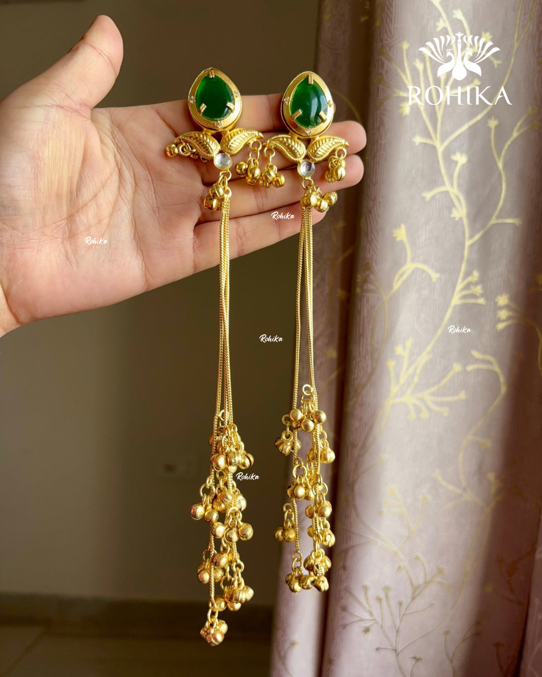 Banjara fusion Kashmiri earrings (FE-023) -  Green