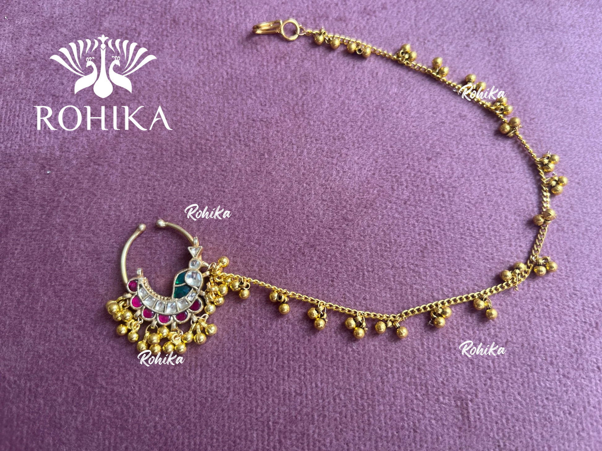 Neer kundan Nath (063) - Golden | Riwayat Heritage Jewellery - Rohika Store