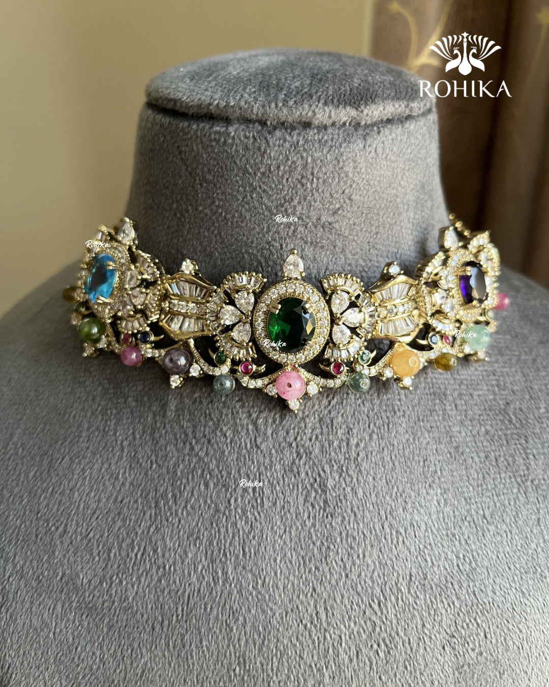 Saabya inspired fusion necklace set (SS019) - Multi colour