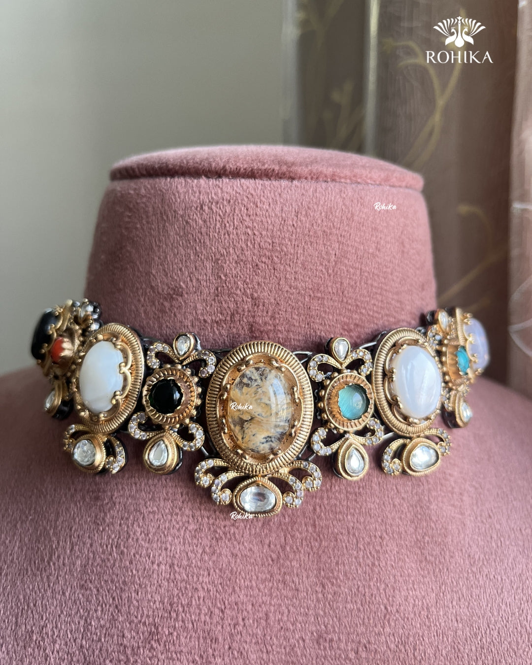 Saabya inspired fusion necklace set (SS022) - Multi colour