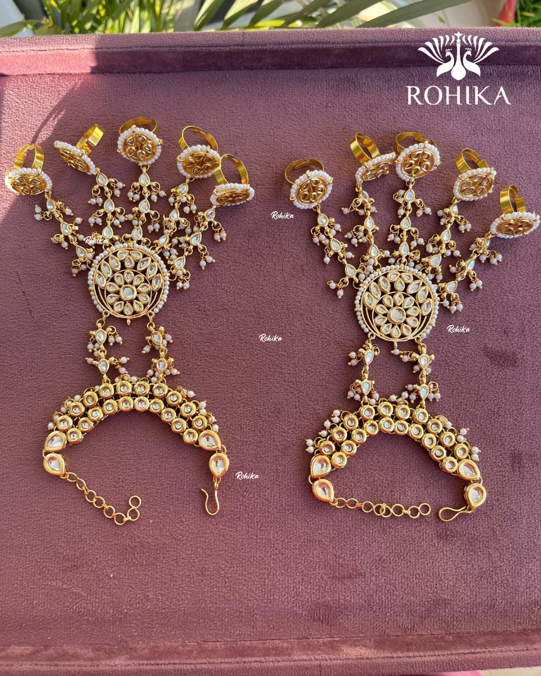 Dabi Kundan Haathphool (HP015) - White