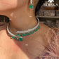 Evelyn American Diamond Hasli Necklace Set - Mint Green