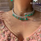 Evelyn American Diamond Hasli Necklace Set - Mint Green