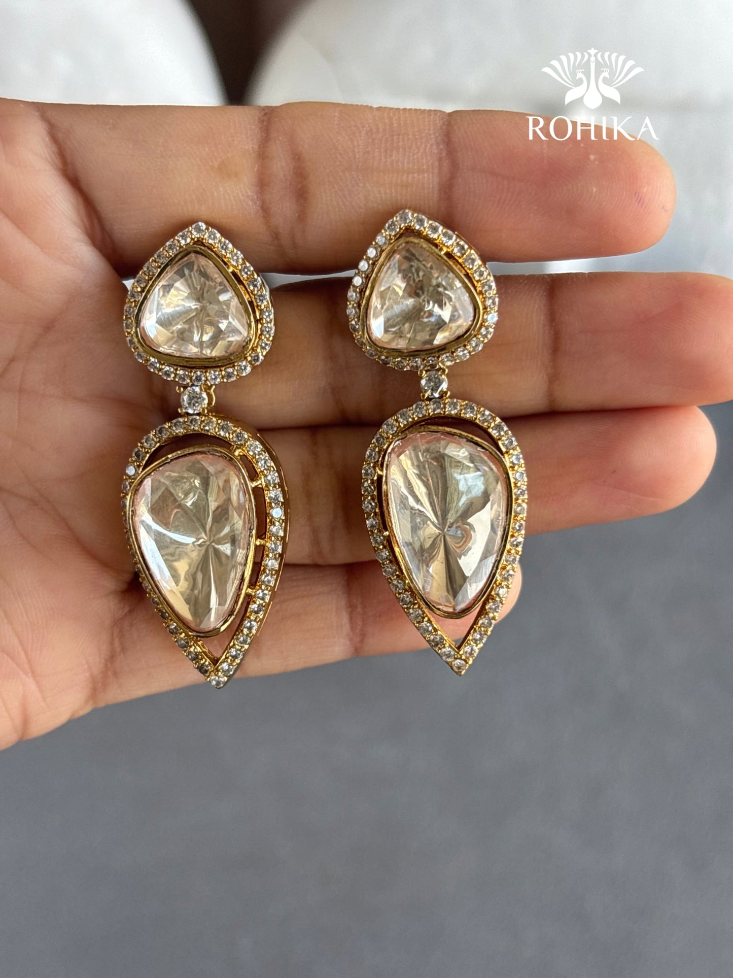 Malati Moisanite Earrings - Golden