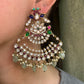 Raha Moisannite Chandbali Earrings - Mint green