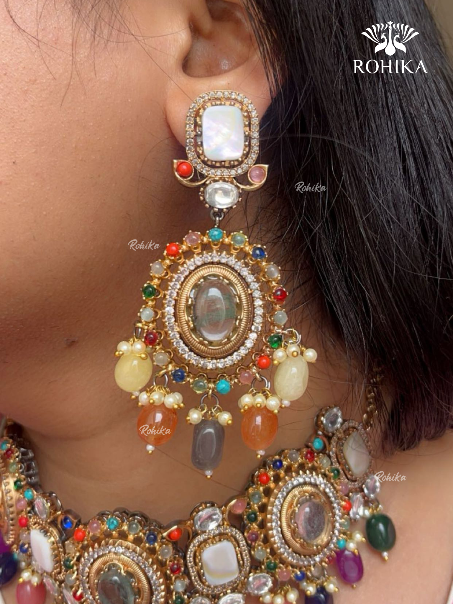 Saabya inspired fusion choker set (SS023) - Multi colour - Rohika store