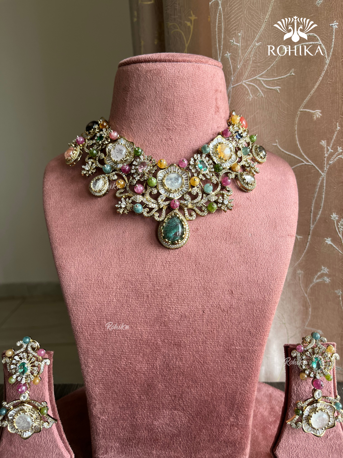 Saabya inspired fusion necklace set (SS024) - Multi colour - Rohikstore.com
