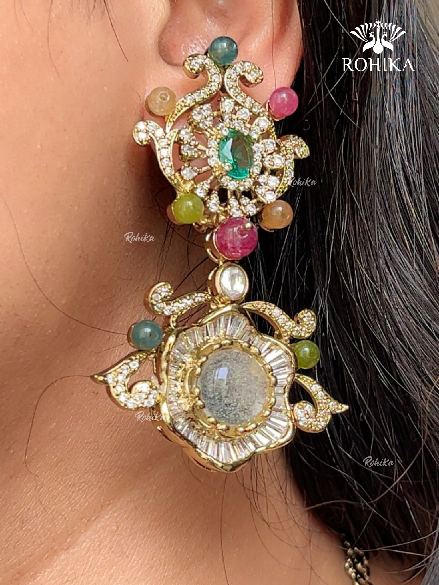 Saabya inspired fusion necklace set (SS024) - Multi colour - Rohikstore.com