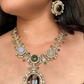 Saabya inspired fusion necklace set (SS026) -Black colour
