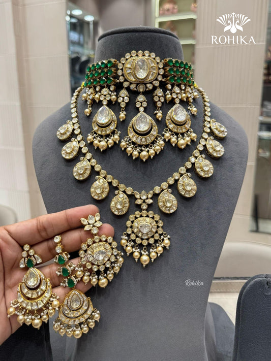 Saathiya LV Moisanite Bridal Combo set - Green