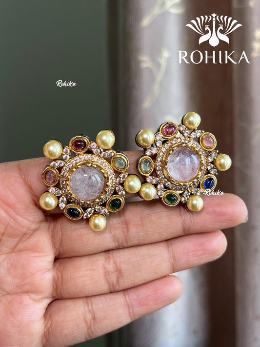 Sabya inspired designer earrings (SSE010)- Baby Pink - Rohikastore.com