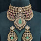 Vamika moisanite Bridal choker set - Mint & Pink