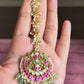 Heritage Pacchi Kundan Maangtikka (HTKA-004) - Pink & Mint