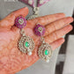 Simar Moisanite Kundan Necklace Set - Pink