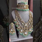 Saanjh polki kundan bridal combo set - Mint green