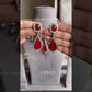 Amber doublet necklace set - Red