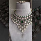 Swarna polki kundan necklace set - Dark Green