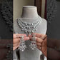 Aisha American diamond  necklace set - White (Silver polish)