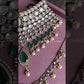 Oshin polki kundan bridal necklace set - Dark Green