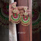 Parini pachhi kundan earrings (PKJ010) - Green & pink