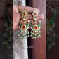 Parini pachhi kundan earrings (PKJ015) - Green & pink
