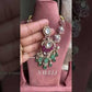 Naveli moisanite necklace set - Pink and mint green