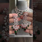 Aisha American diamond  necklace set - Green (Rosegold polish)