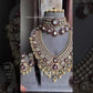 Vayu bikaneri polki kundan bridal combo set - Dark Green and Ruby red