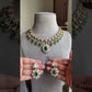 Mallika polki kundan necklace set - Dark Green