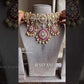 Mastani moisanite bridal necklace set - Ruby red